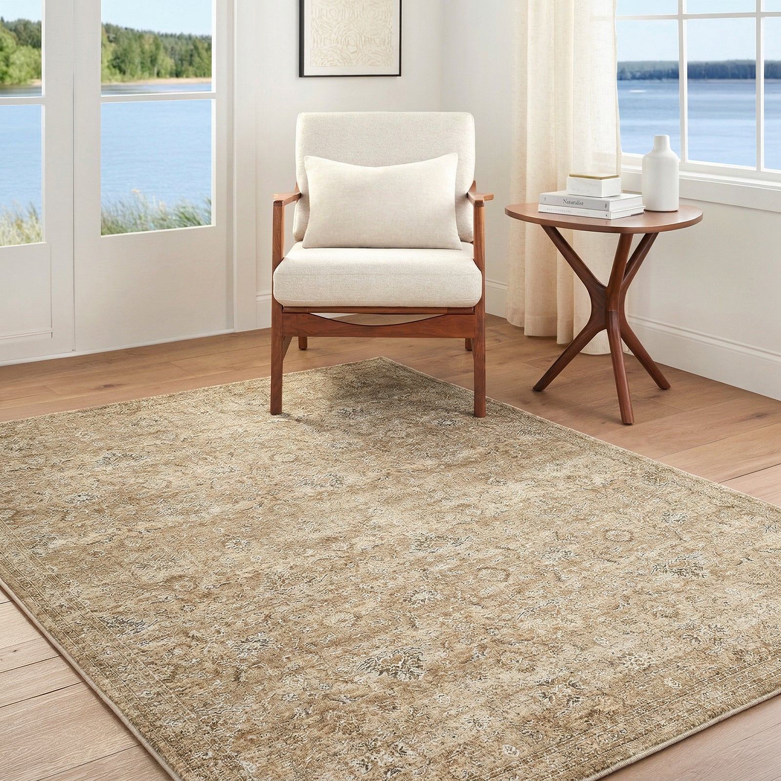 Penny Becki Owens Vintage Traditional Vintage Boho Fringe Tan & Ivory & Mustard Polyester Rug 160x213cm - room setting