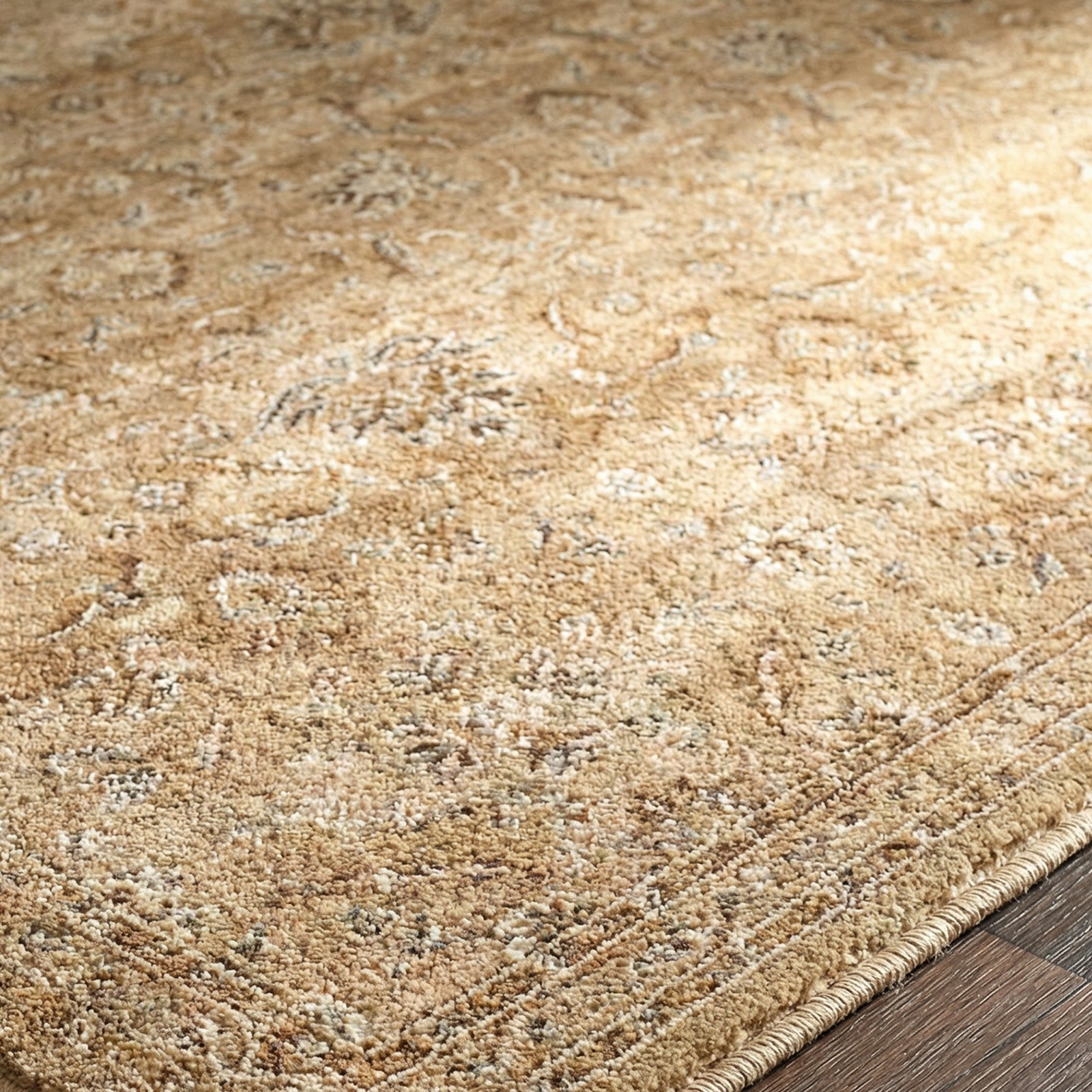 Penny Becki Owens Vintage Traditional Vintage Boho Fringe Tan & Ivory & Mustard Polyester Rug 200x275cm - texture detail
