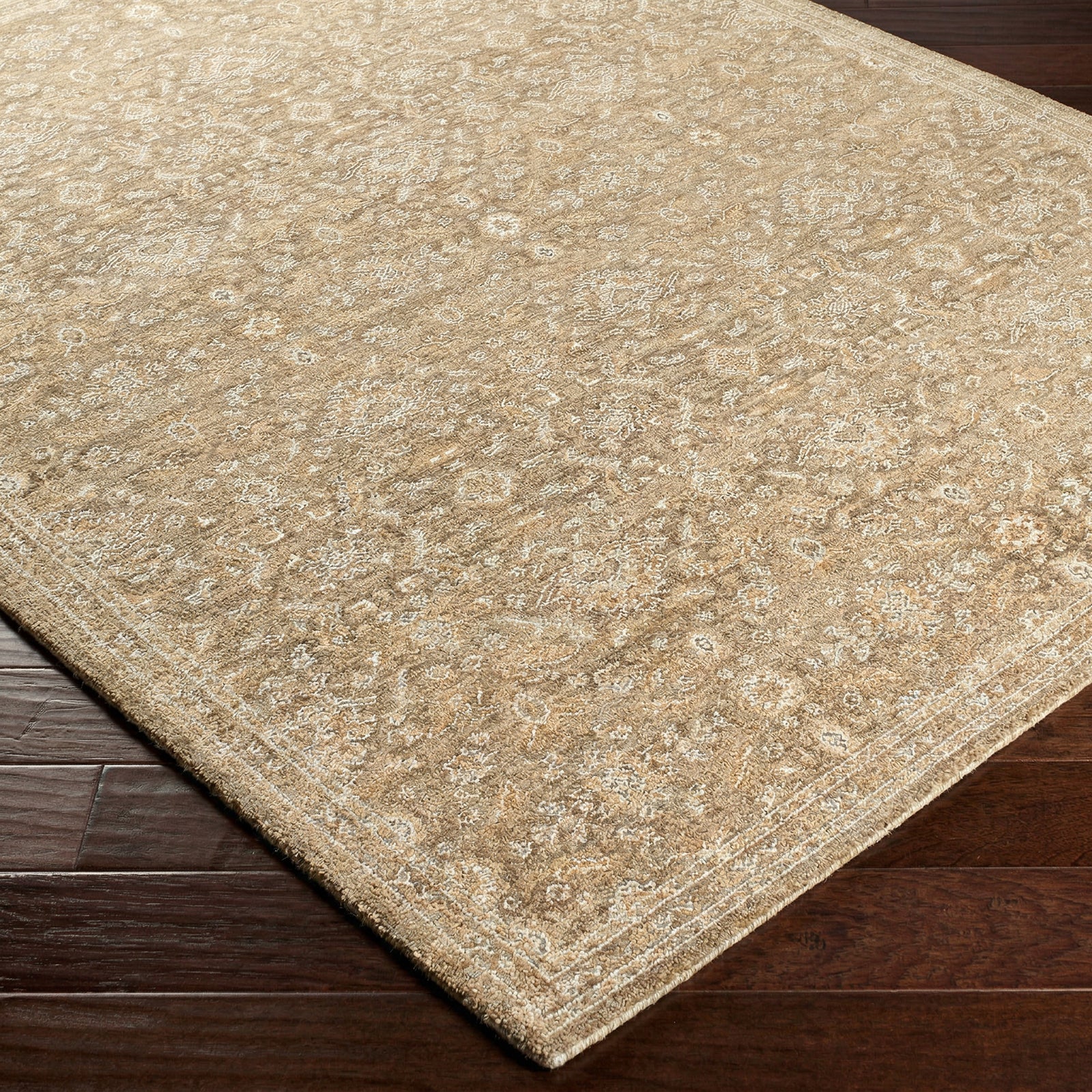 Penny Becki Owens Vintage Traditional Vintage Boho Fringe Ivory & Tan Polyester Rug 160x213cm - corner detail