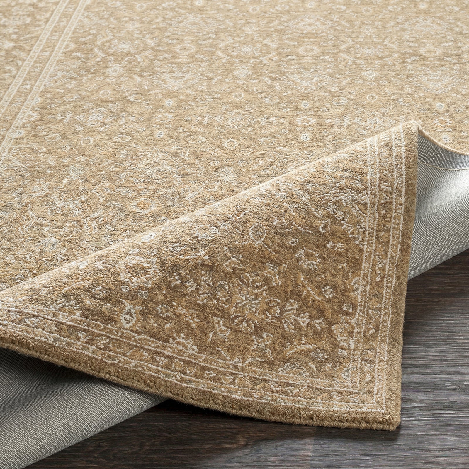 Penny Becki Owens Vintage Traditional Vintage Boho Fringe Ivory & Tan Polyester Rug 160x213cm - folded detail
