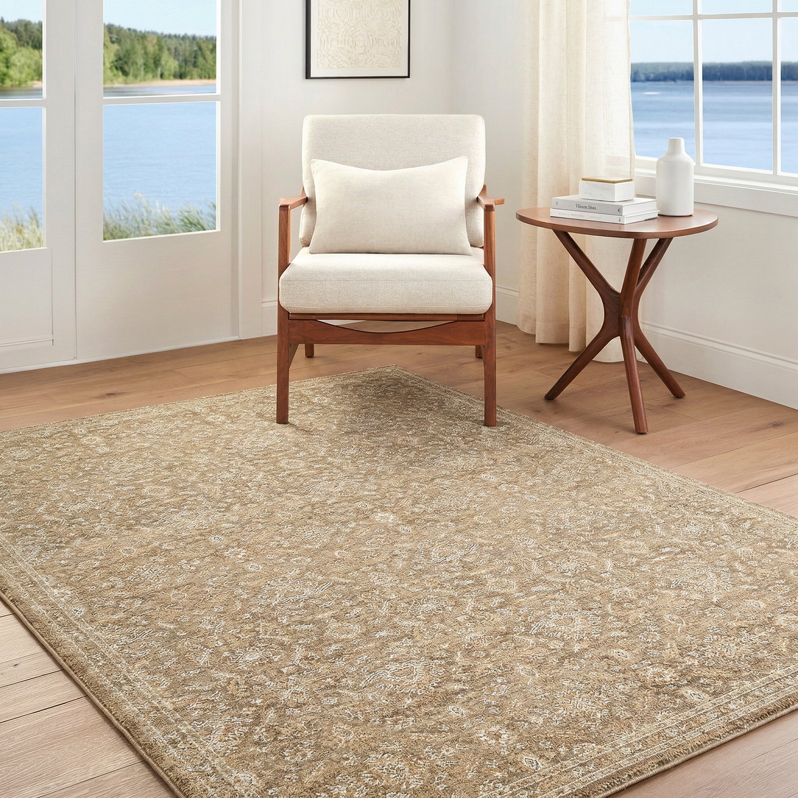 Penny Becki Owens Vintage Traditional Vintage Boho Fringe Ivory & Tan Polyester Rug 160x213cm - room setting
