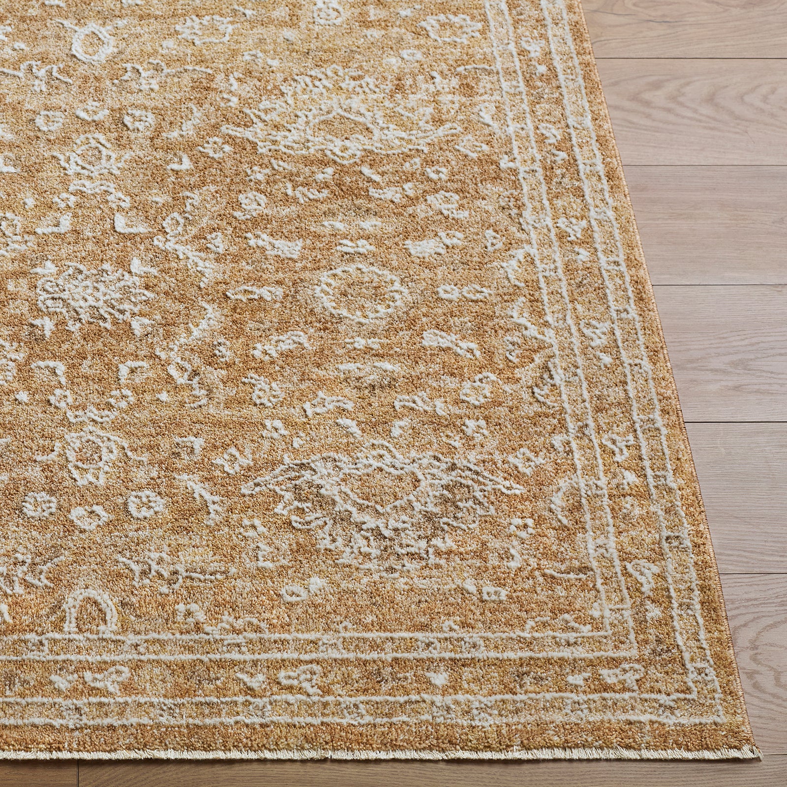 Penny Becki Owens Vintage Traditional Vintage Boho Fringe Yellow & Tan Polyester Rug 160x213cm - front view