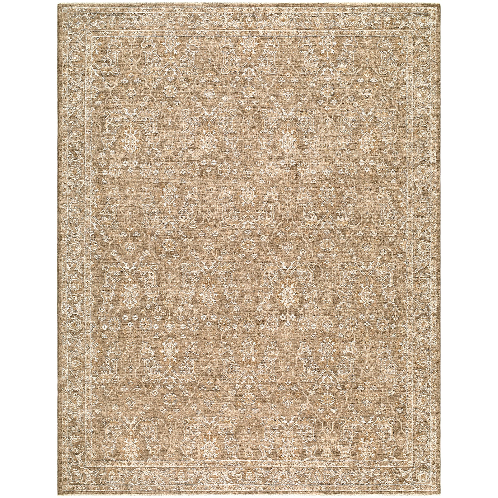 Penny Becki Owens Vintage Traditional Vintage Boho Fringe Tan & Ivory & Off White Polyester Rug 160x213cm - product image