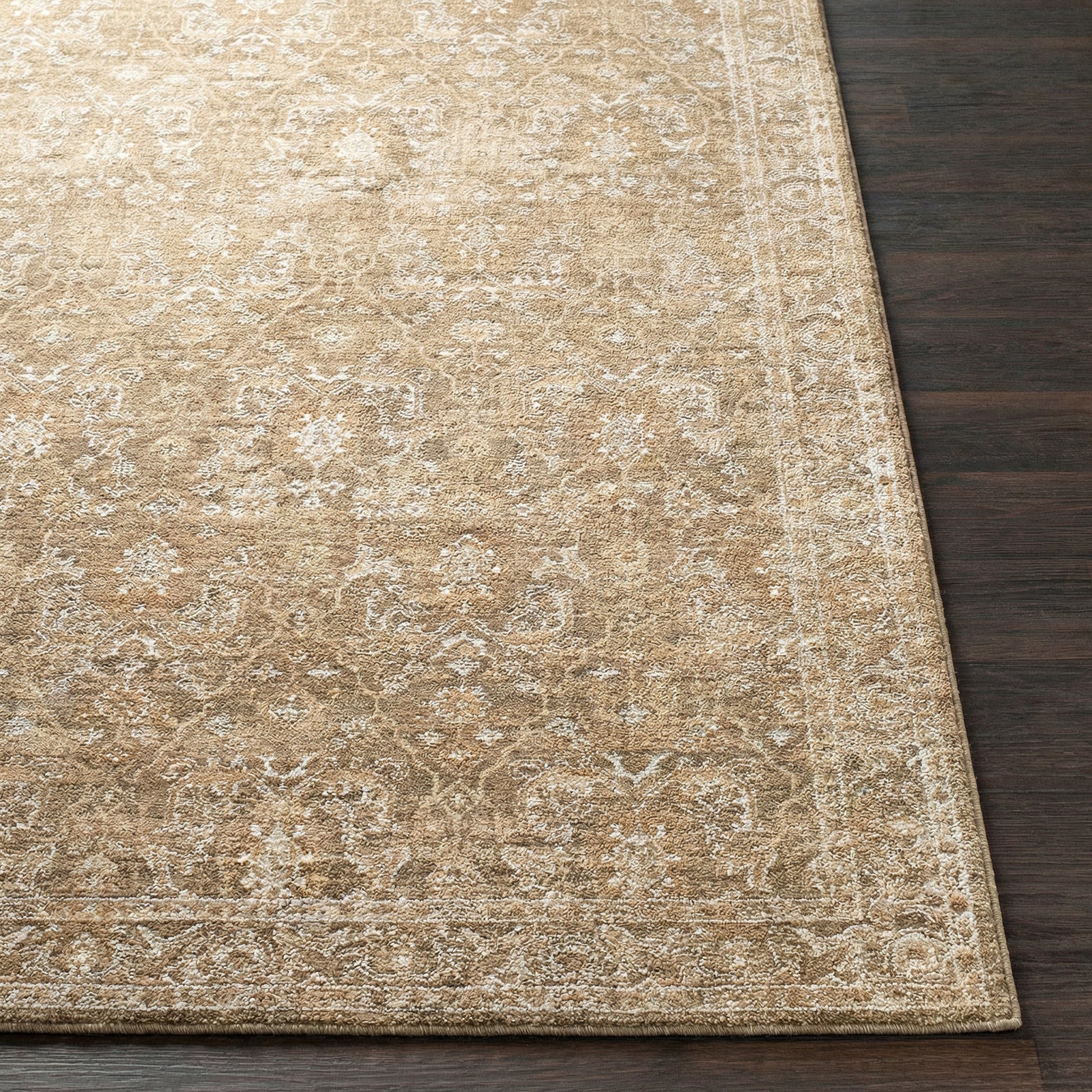 Penny Becki Owens Vintage Traditional Vintage Boho Fringe Tan & Ivory & Off White Polyester Rug 160x213cm - front view