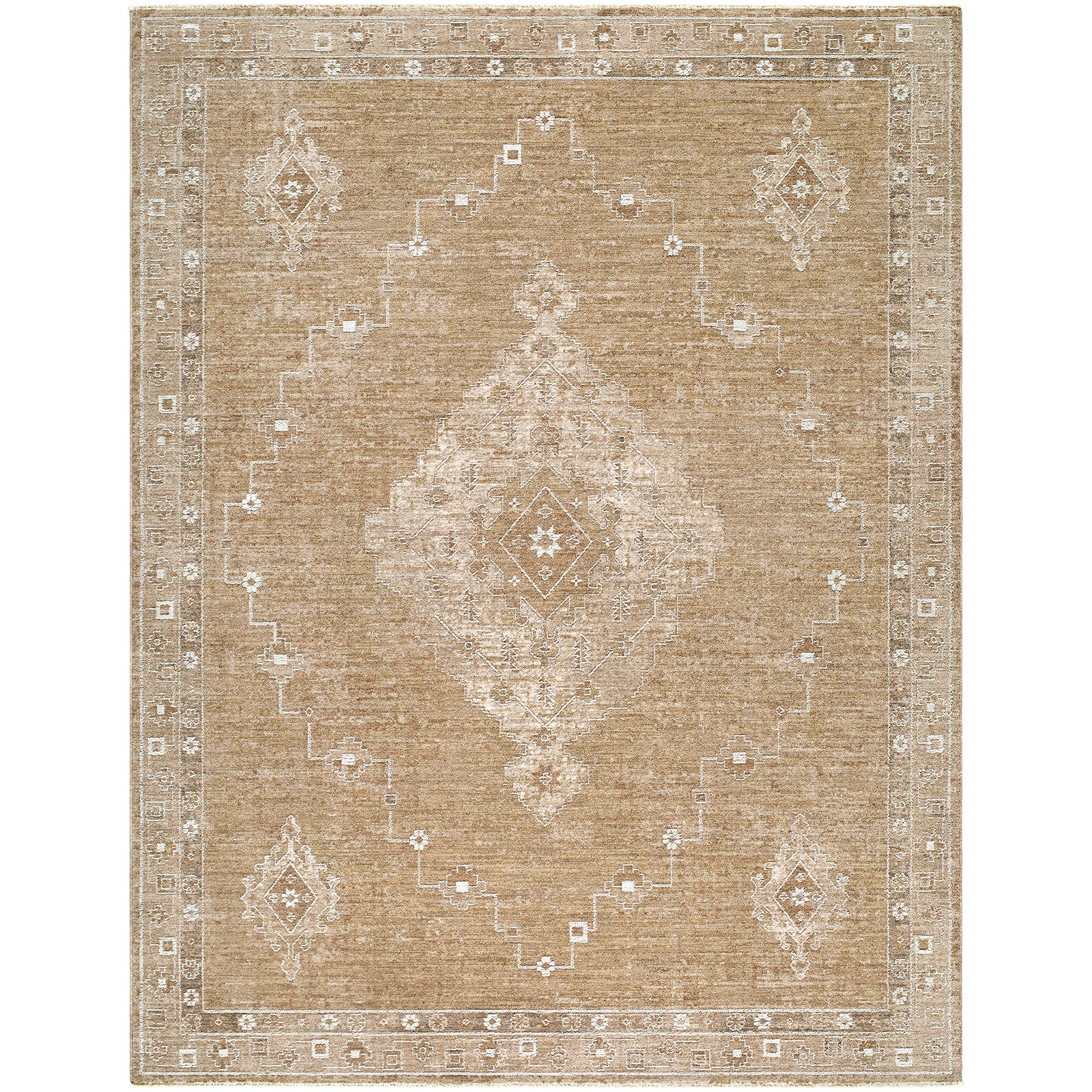 Penny Becki Owens Vintage Traditional Vintage Boho Fringe Tan & Mustard & Ivory Polyester Rug 200x275cm - product image