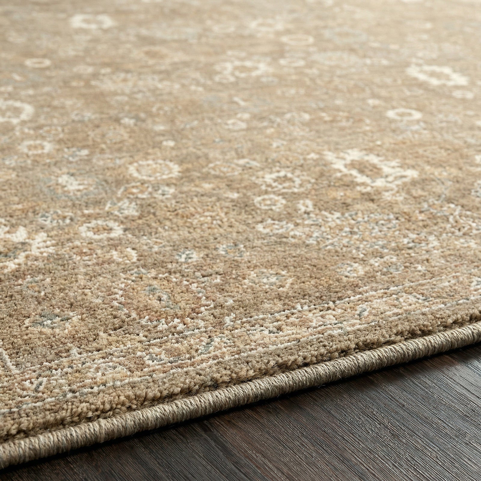 Penny Becki Owens Vintage Traditional Vintage Boho Fringe Tan & Mustard & Off White Polyester Rug 200x275cm - texture detail