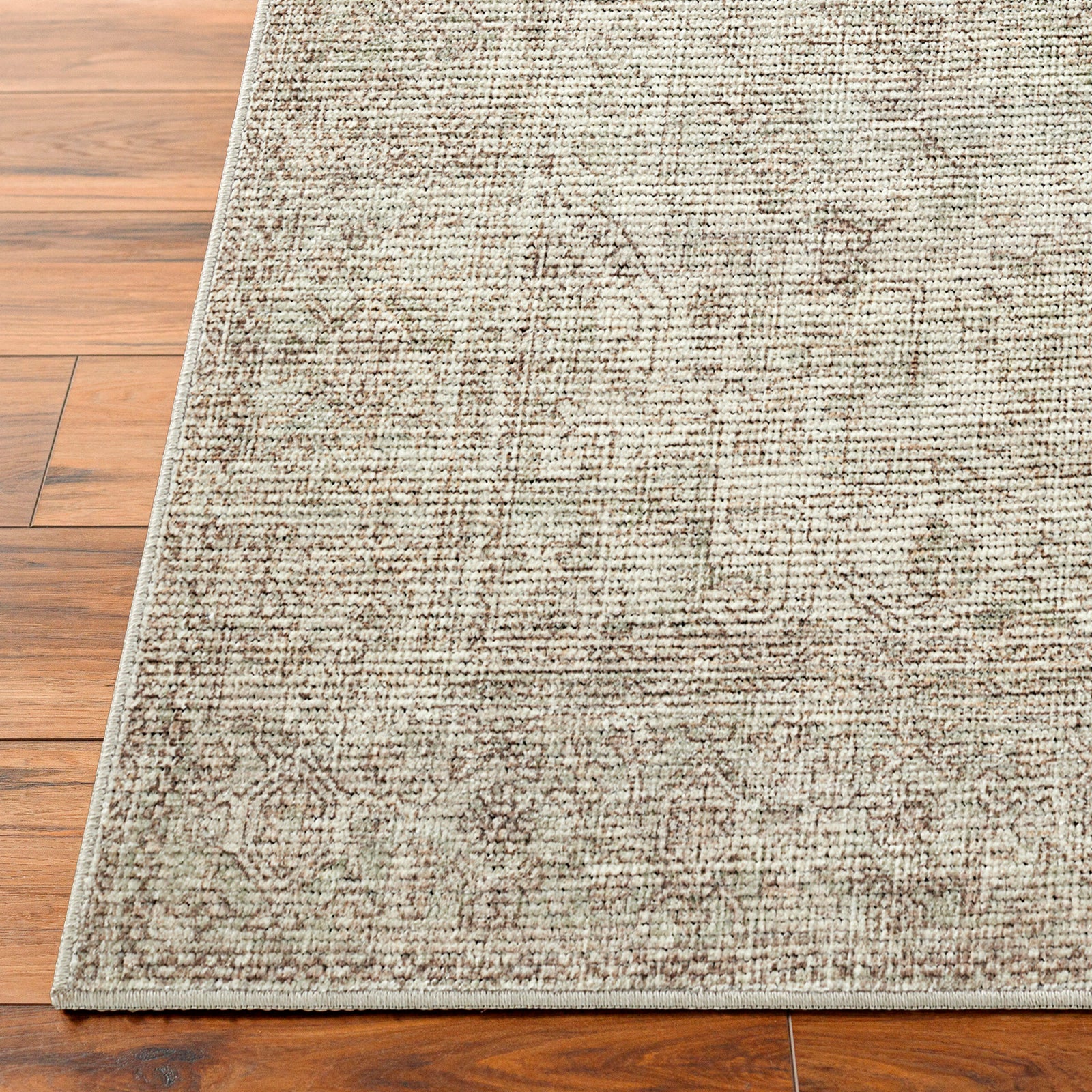 Margot Becki Owens Vintage Traditional Vintage Boho Green & Off White Polyester Rug 120x170cm - reverse roll detail