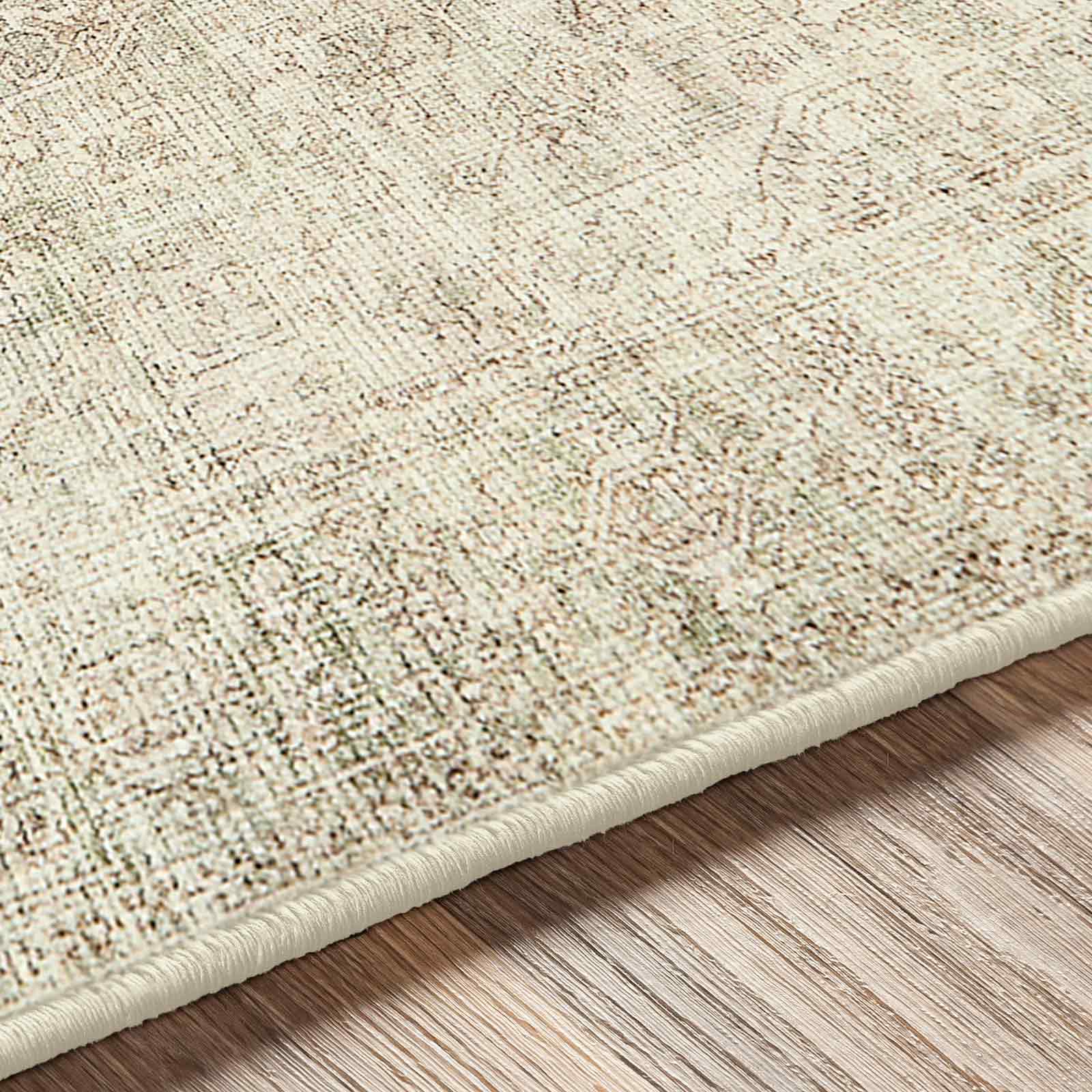 Margot Becki Owens Vintage Traditional Vintage Boho Green & Off White Polyester Rug 120x170cm - texture detail