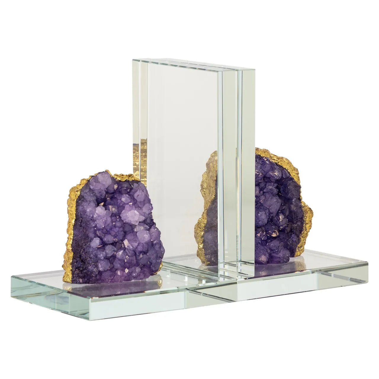 Richmond Interiors Agate Stone Purple & Gold Clear Glass Book Stand