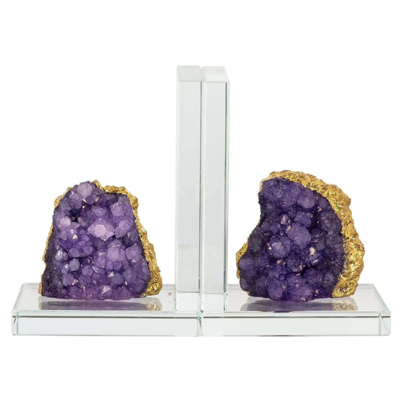 Richmond Interiors Agate Stone Purple & Gold Clear Glass Book Stand
