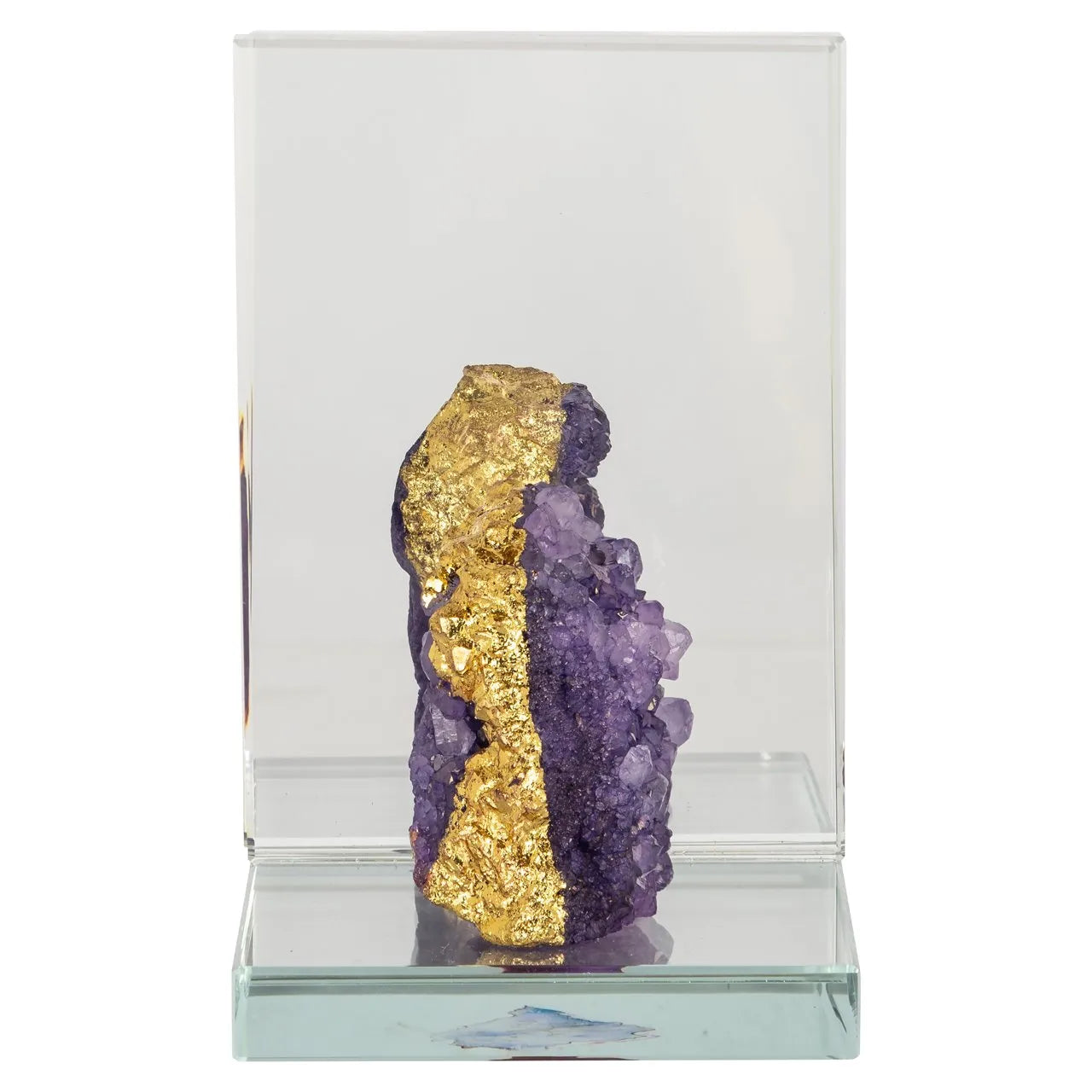 Richmond Interiors Agate Stone Purple & Gold Clear Glass Book Stand