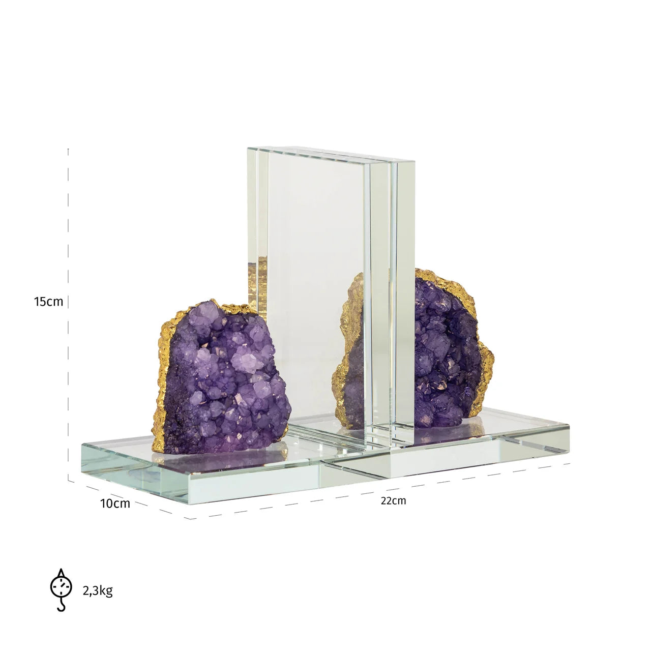 Richmond Interiors Agate Stone Purple & Gold Clear Glass Book Stand