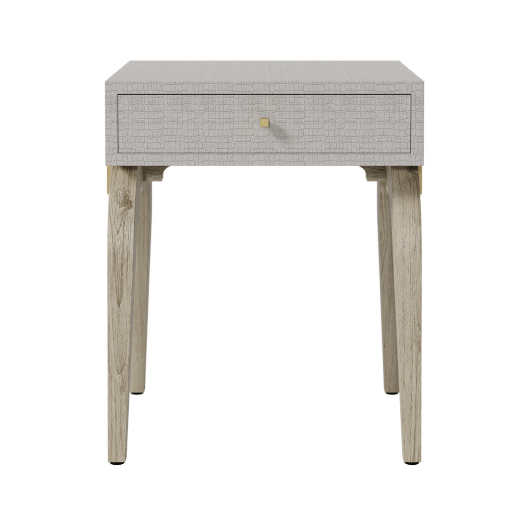 DI Designs Laverstoke Grey Wood Crocodile Style Bedside Table