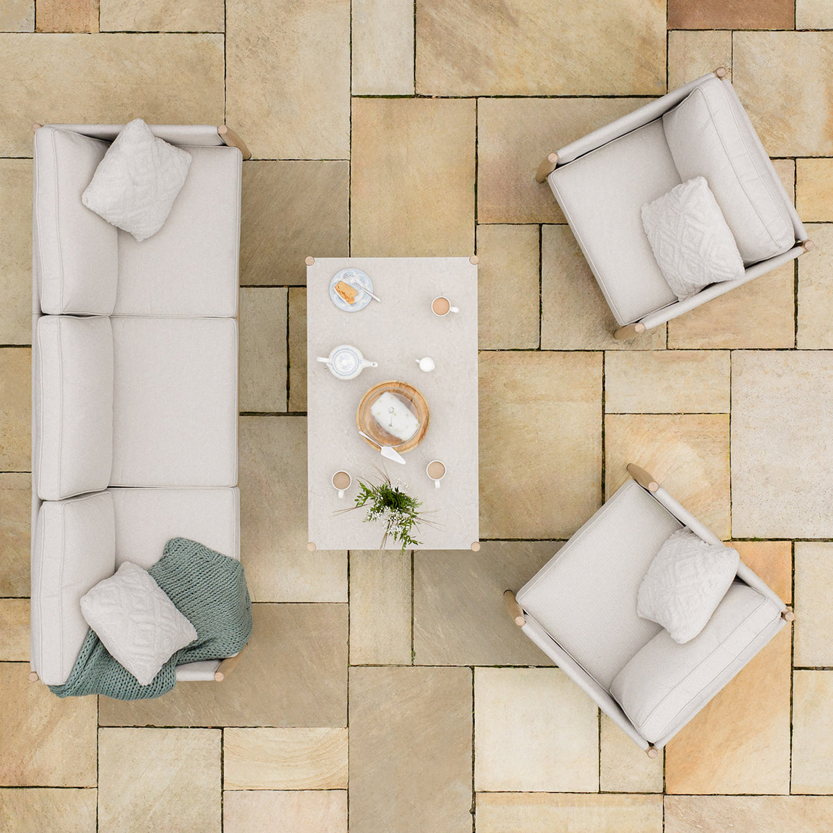 Burford 3 Seater Sofa Set - with Seasonsure Cushions - Almond