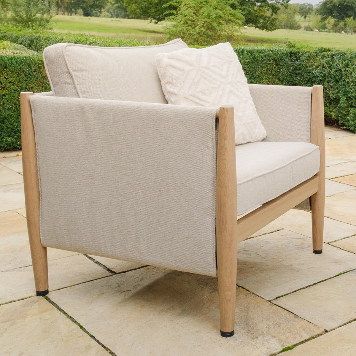 Burford 3 Seater Sofa Set with Rectangular Sintered Stone Table - Almond
