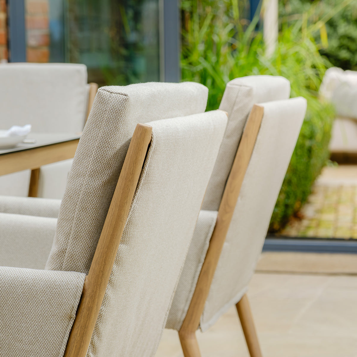 Burford 8 Seater Square Dining Set with Seasonsure Cushions - Almond