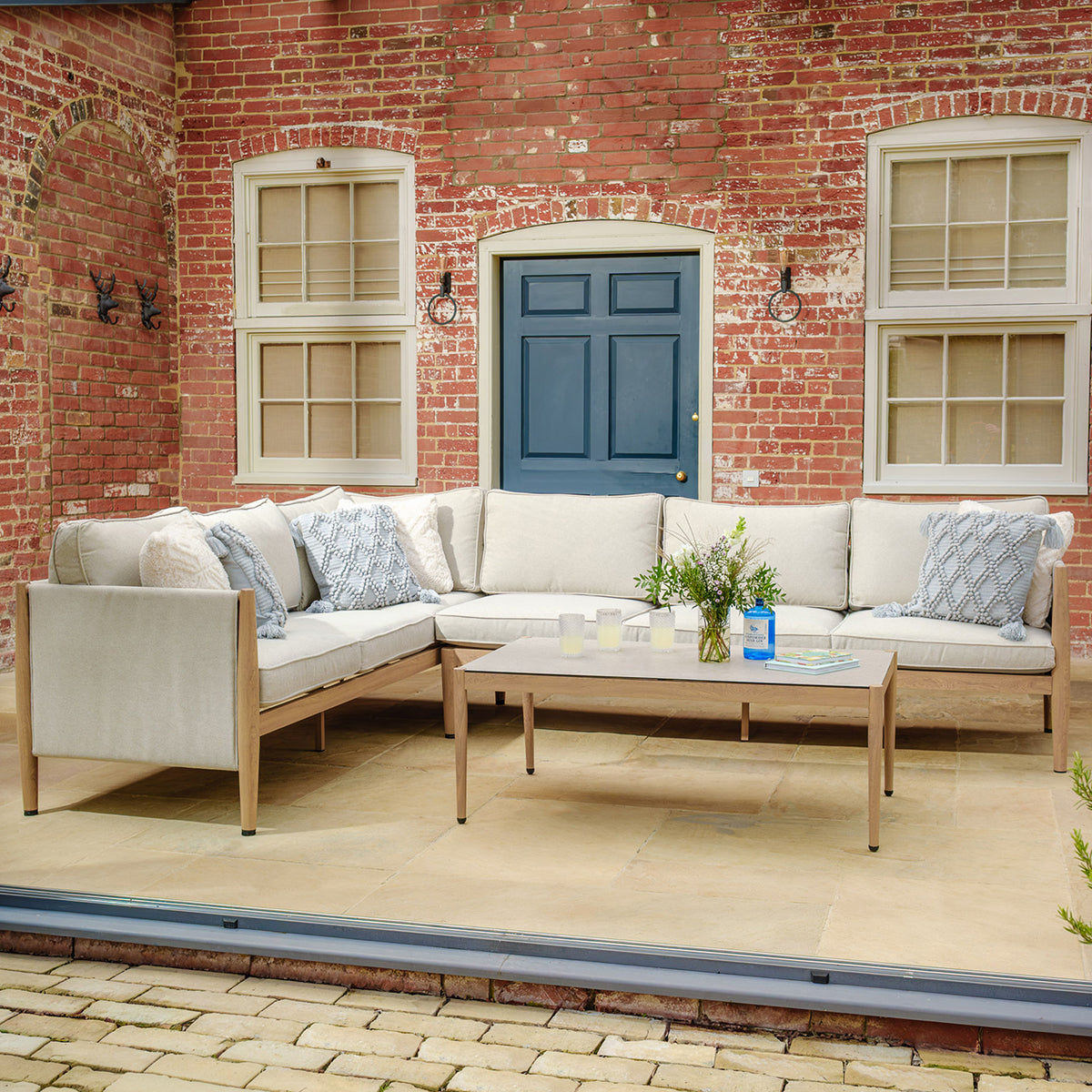 Burford Large Corner Sofa Set with Seasonsure Cushions - Almond