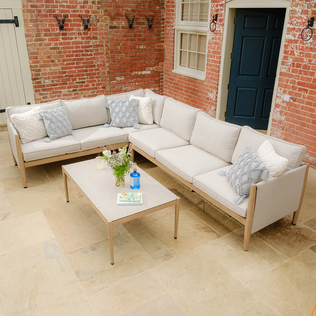 Burford Large Corner Sofa Set with Seasonsure Cushions - Almond