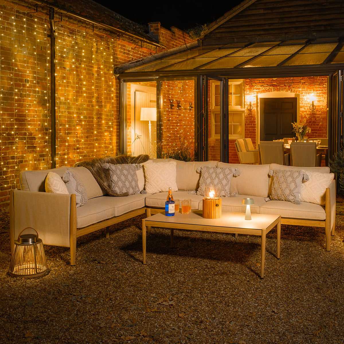 Burford Large Corner Sofa Set with Seasonsure Cushions - Almond