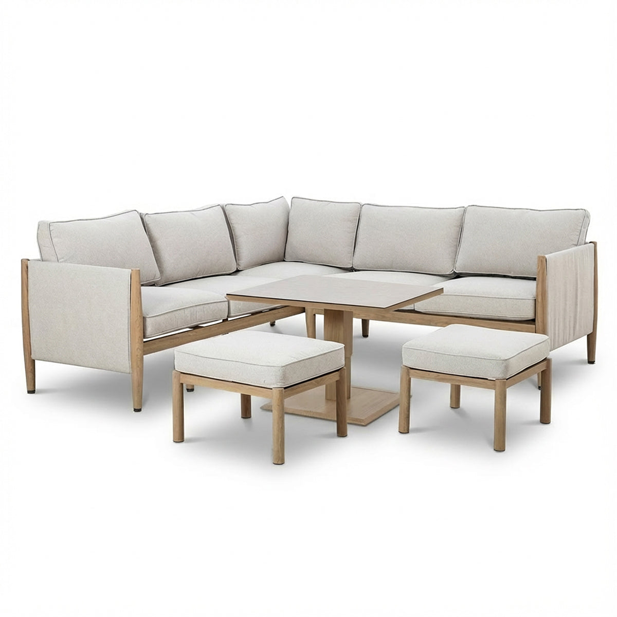 Burford Small Corner Dining Set with Rising Table - with Seasonsure Cushions - Almond