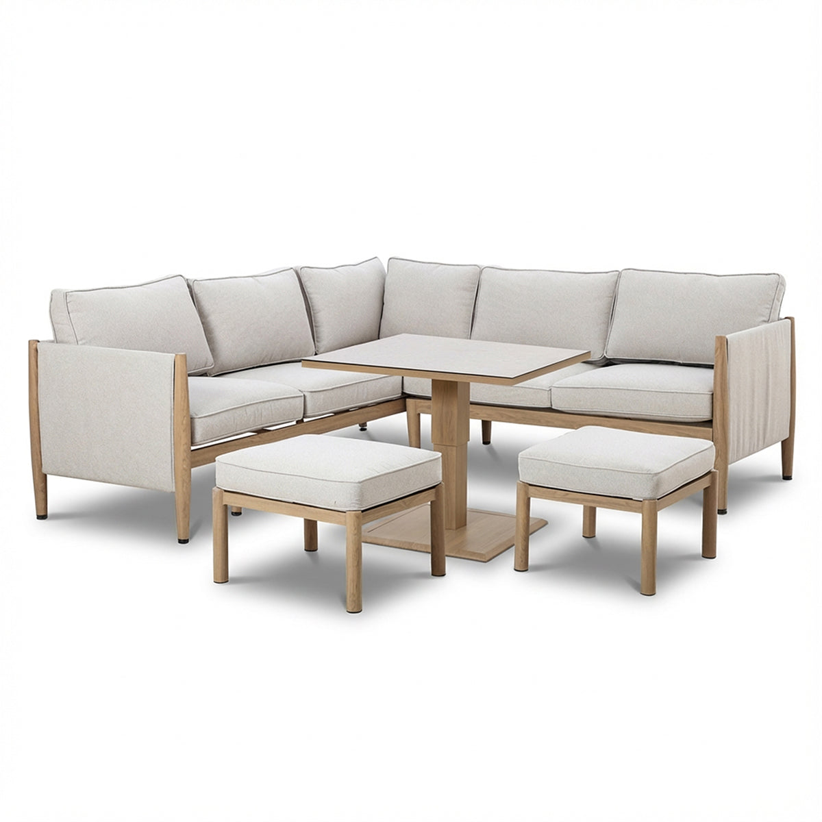 Burford Small Corner Dining Set with Rising Table - with Seasonsure Cushions - Almond