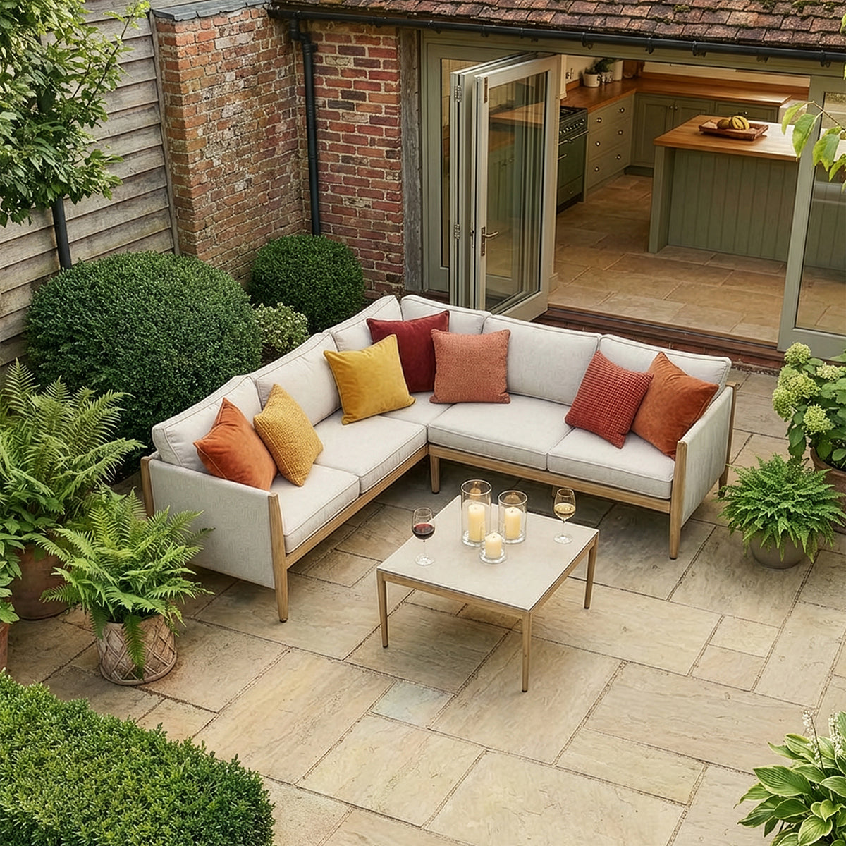 Burford Small Corner Sofa Set - with Seasonsure Cushions - Almond