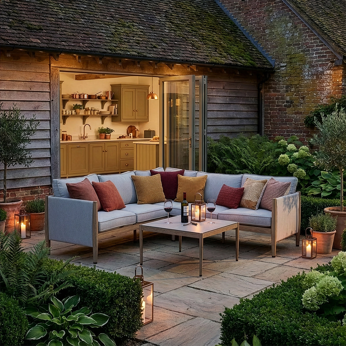 Burford Small Corner Sofa Set - with Seasonsure Cushions - Almond