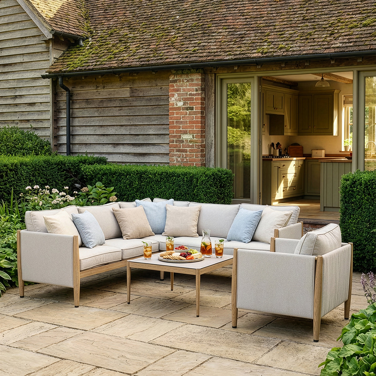 Burford Small Corner Sofa Set - with Seasonsure Cushions - Almond