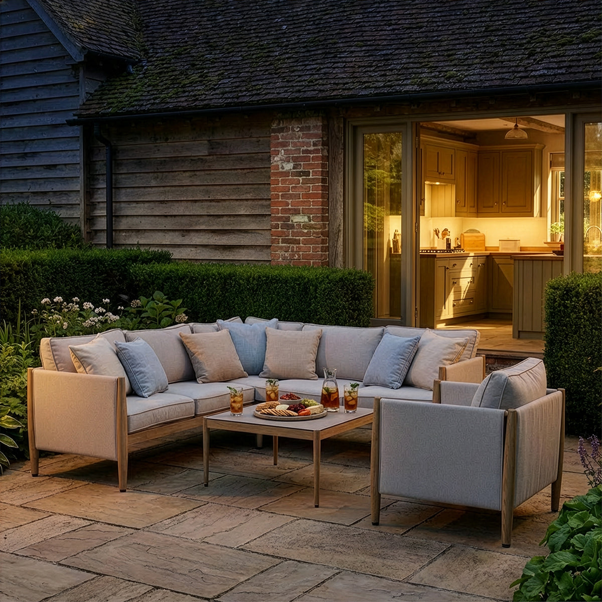 Burford Small Corner Sofa Set - with Seasonsure Cushions - Almond
