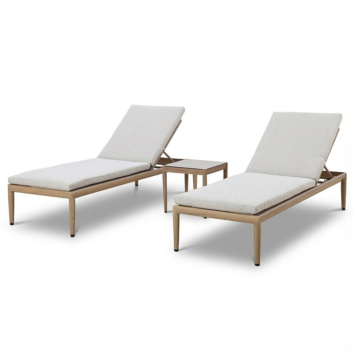 Burford Sunlounger Set with Side Table & Seasonsure Cushions- Almond