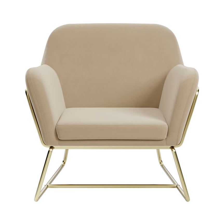 Charles Beige Velvet & Brushed Gold Armchair