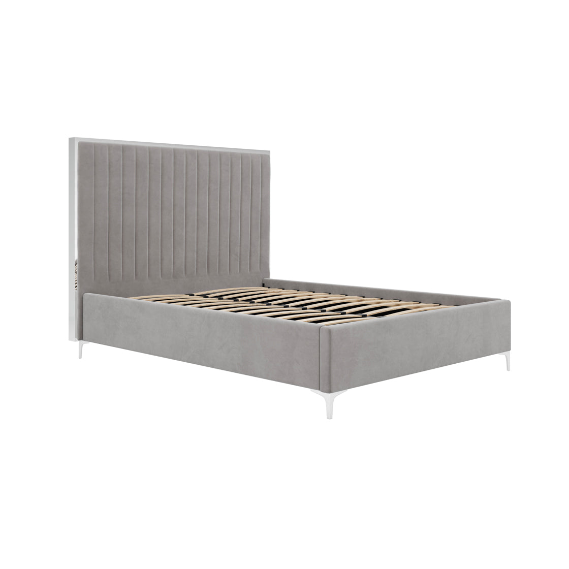 Berkeley Soft Mink Grey Velvet Double Bed