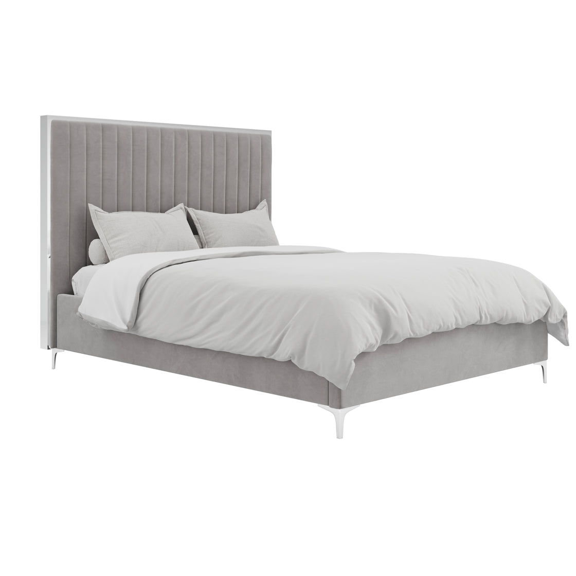 Berkeley Soft Mik Grey Velvet Kingsize Bed