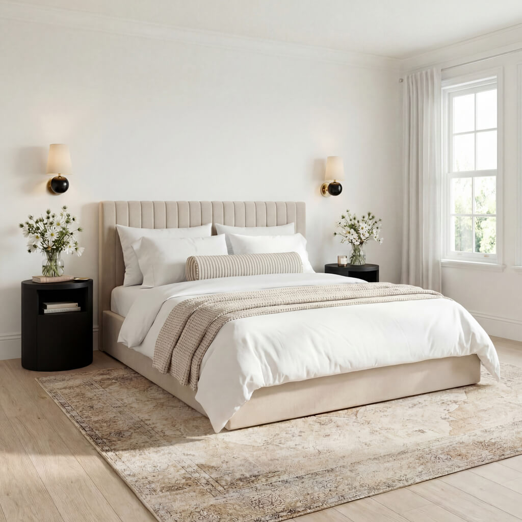 Berlin Beige Velvet Ottoman King Size Bed