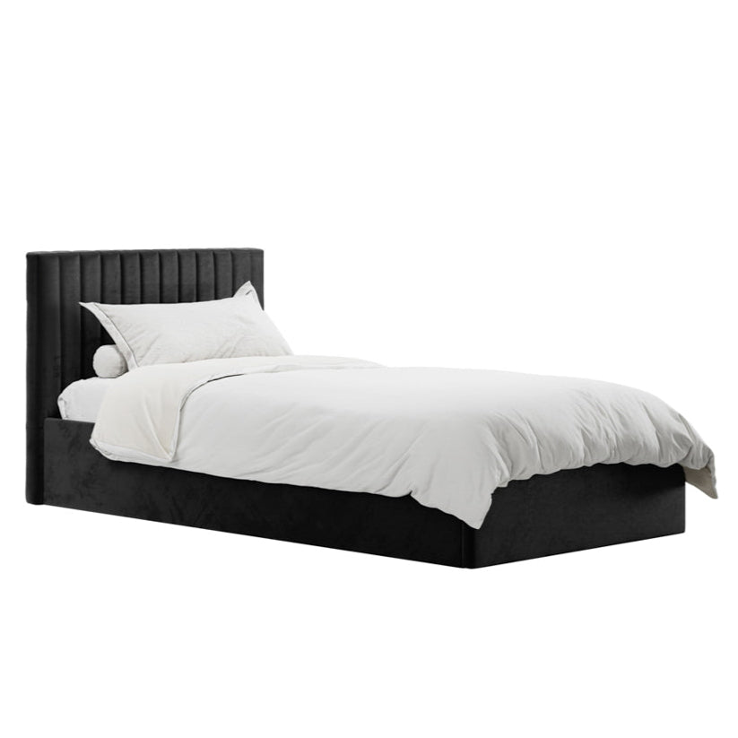 Berlin Black Velvet Ottoman Single Bed