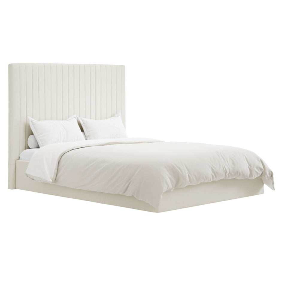 Berlin Milk Tall Ottoman Double Bed