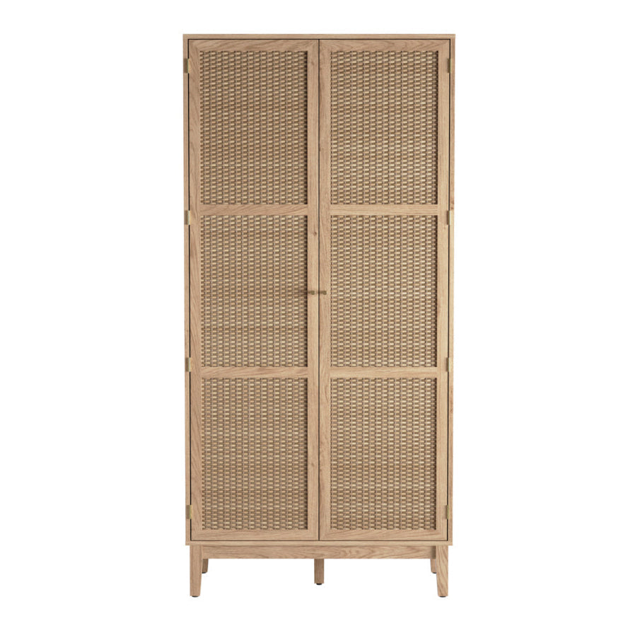 Bordeaux Boho Natural Wood & Rattan Double Wardrobe