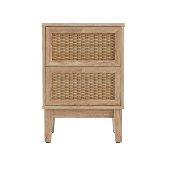 Bordeaux Boho Natural Wood & Rattan Bedside Table