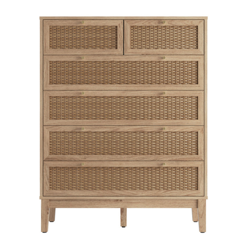 Bordeaux Boho Natural Wood & Rattan Chest of Drawers