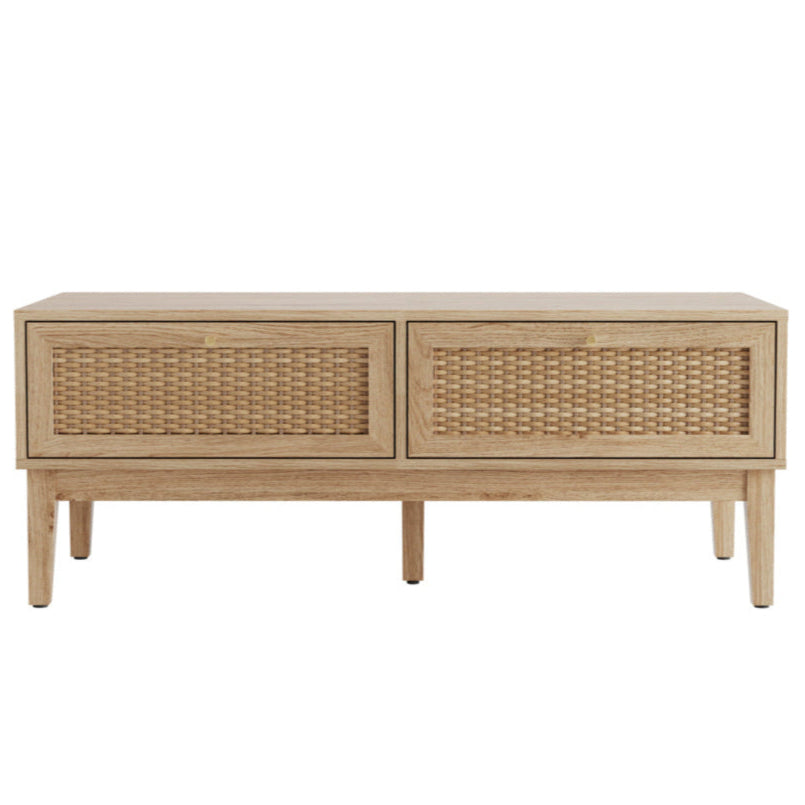 Bordeaux Boho Natural Wood & Rattan Rectangle Coffee Table