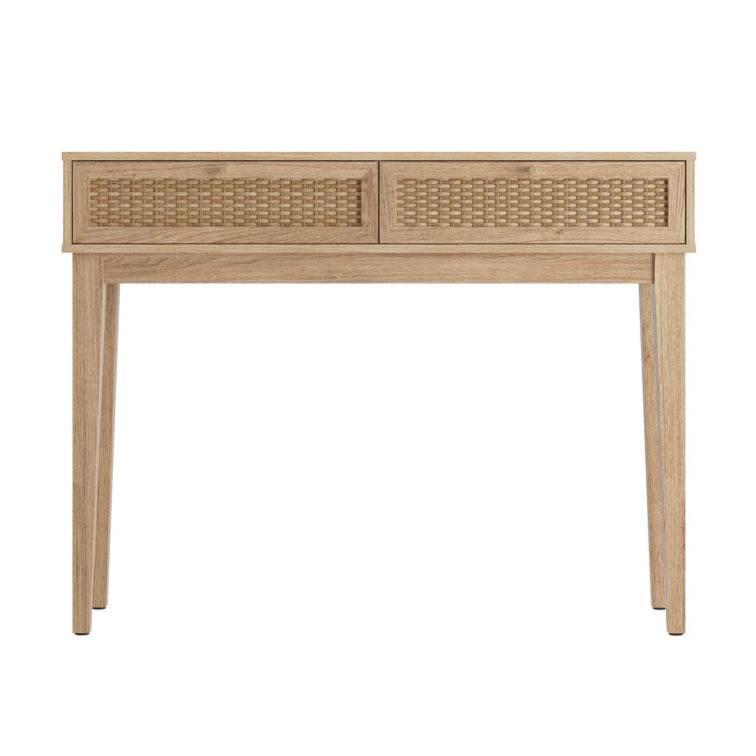 Bordeaux Boho Natural Wood & Rattan Console Table Desk