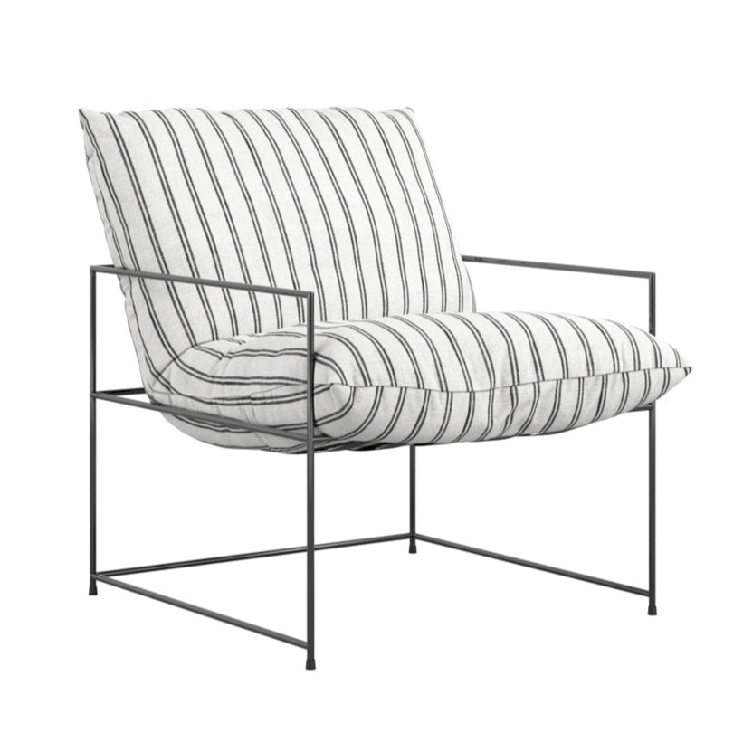 Brook Chalk White Stripe Cushioned Armchair