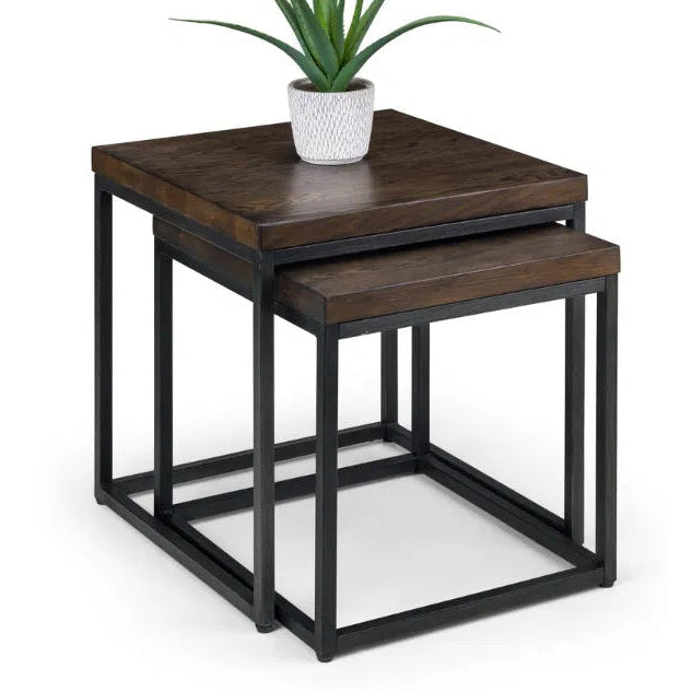 Alberta Dark Oak Wood Nesting Side Tables