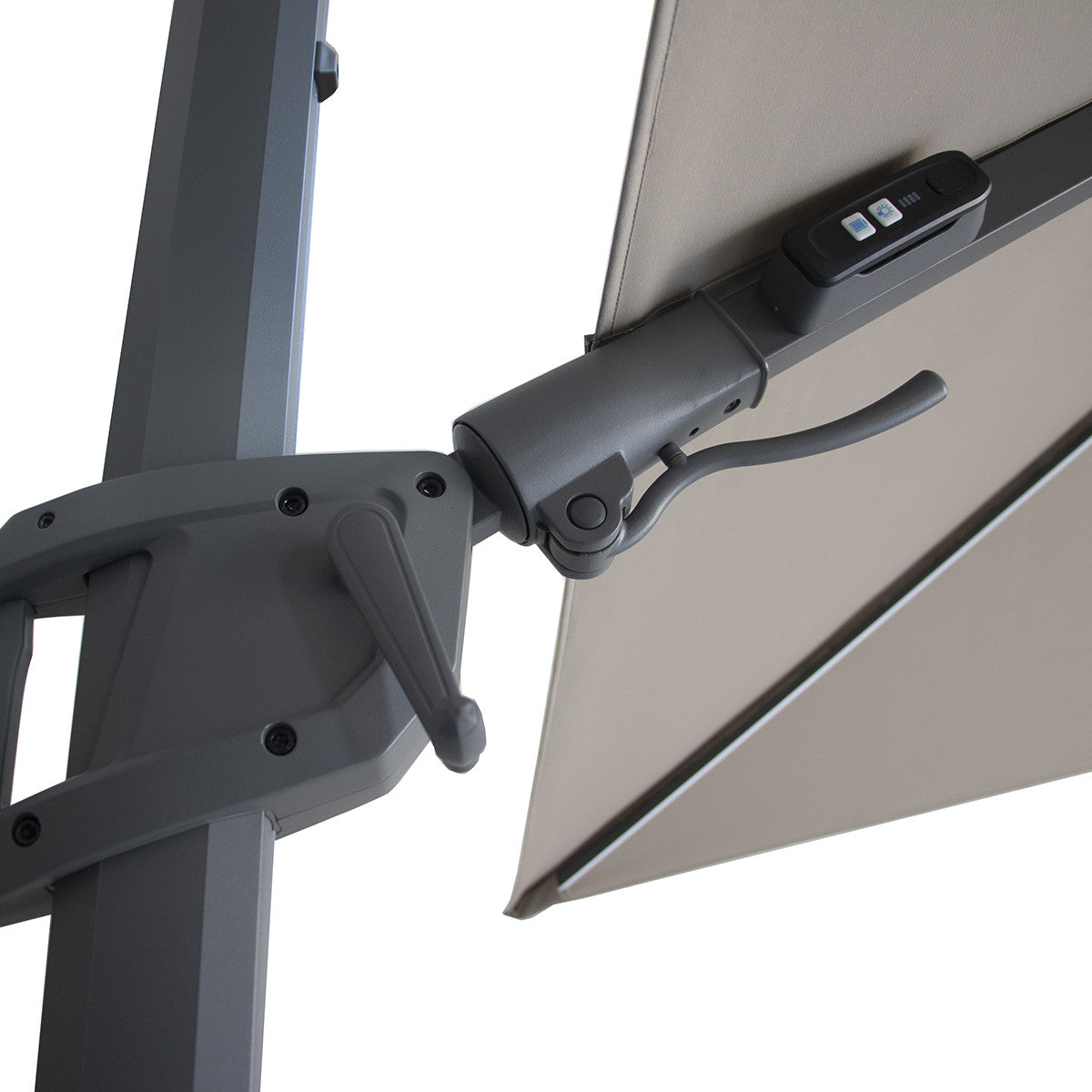 Apollo LED 3m x 3m Square Rotating Cantilever Parasol with Base - Clay Beige