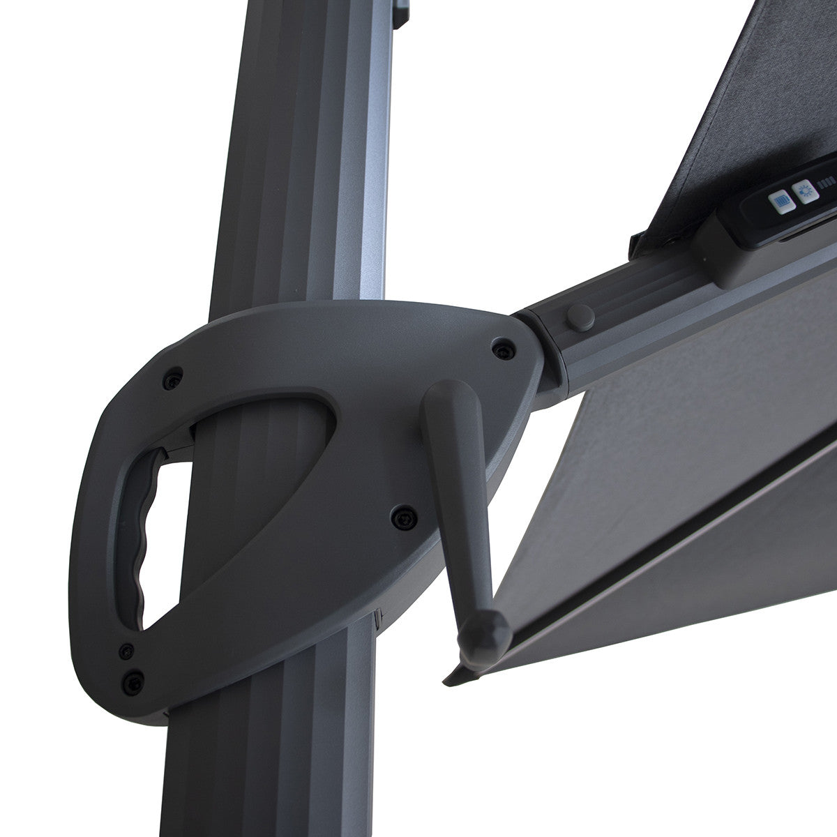 Aramis LED 3m x 4m Rectangular Rotating Cantilever Parasol with Base - Charcoal Grey