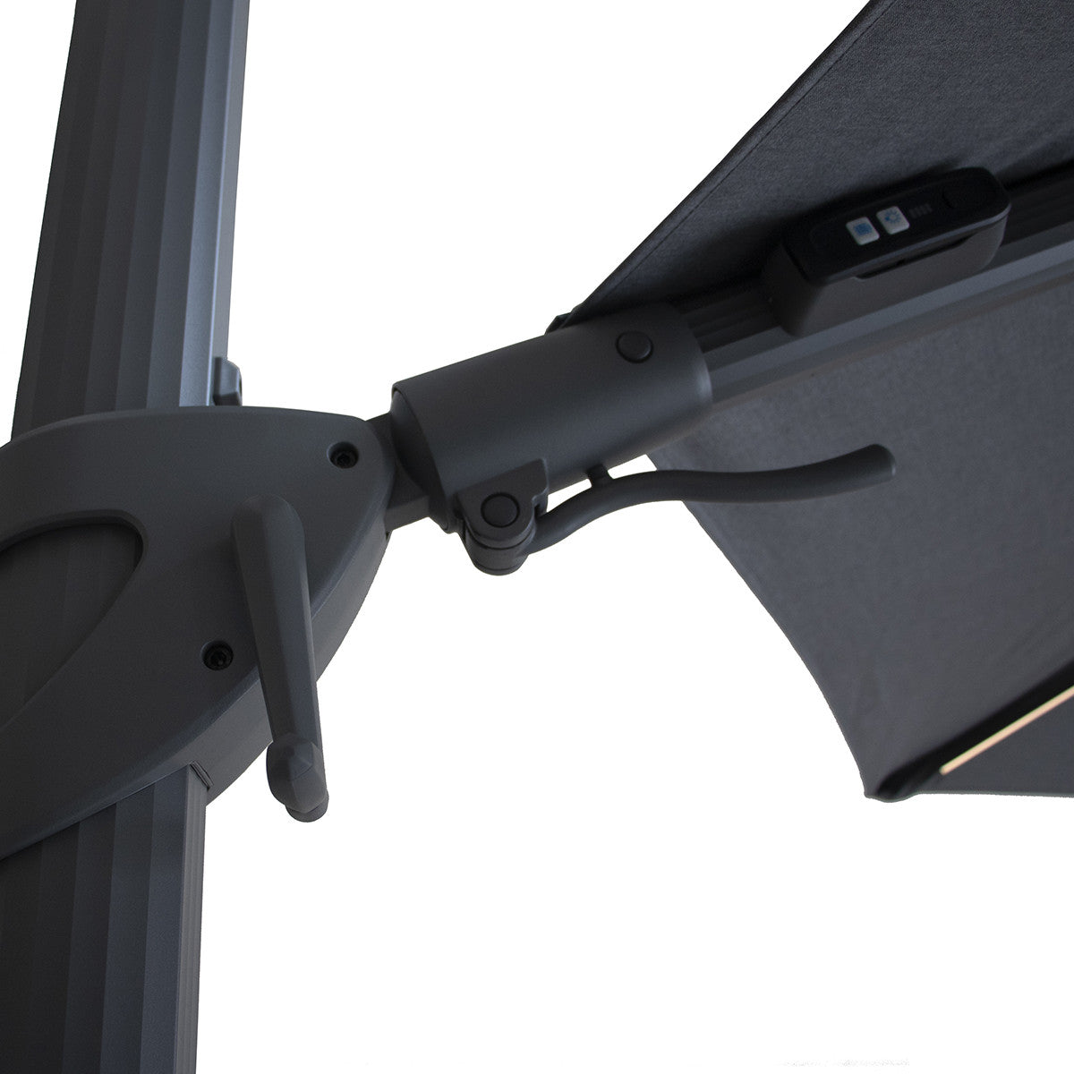 Aramis LED 3.5m Round Rotating Cantilever Parasol with Base - Charcoal Grey