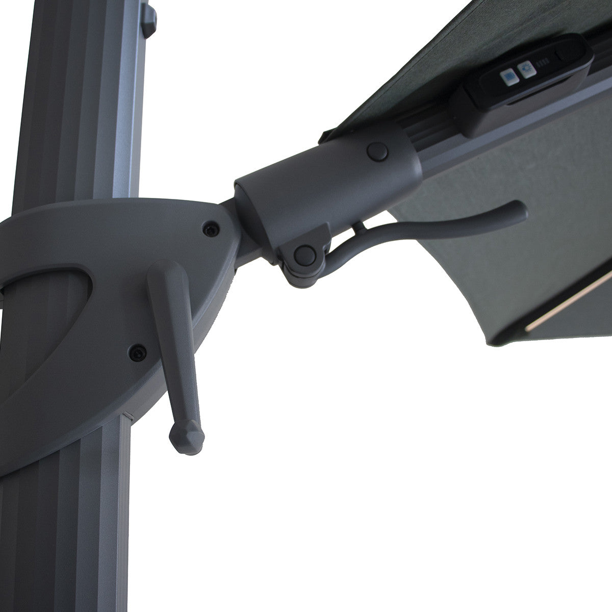 Aramis LED 3.5m Round Rotating Cantilever Parasol with Base - Oil Green