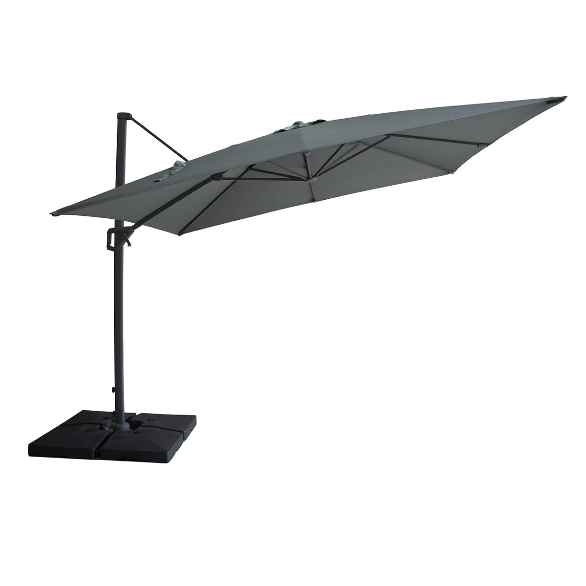 Helios 3m x 3m Square Rotating Cantilever Parasol with Base - Oil Green