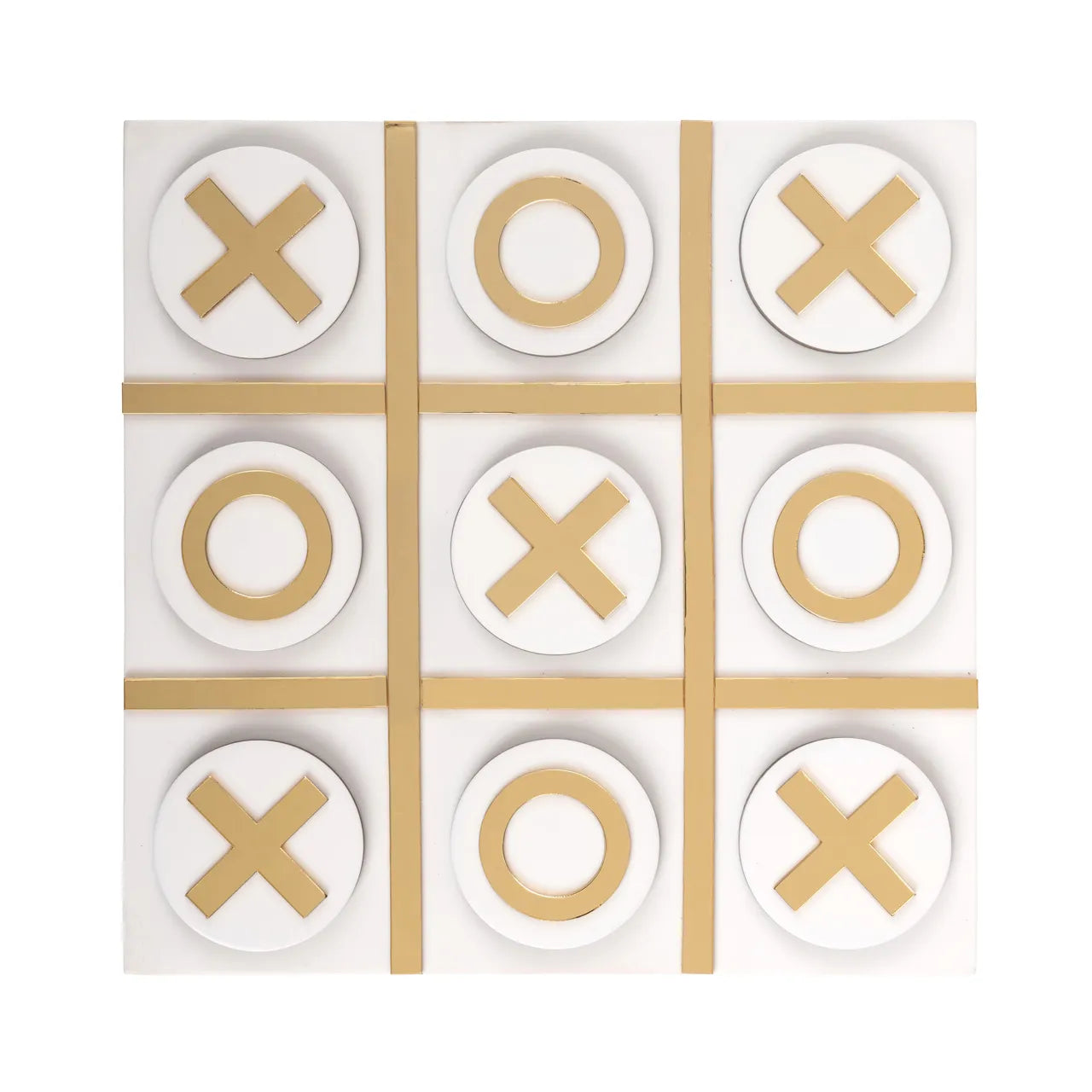Richmond Interiors Maylie White & Gold Tic Tac Toe Board