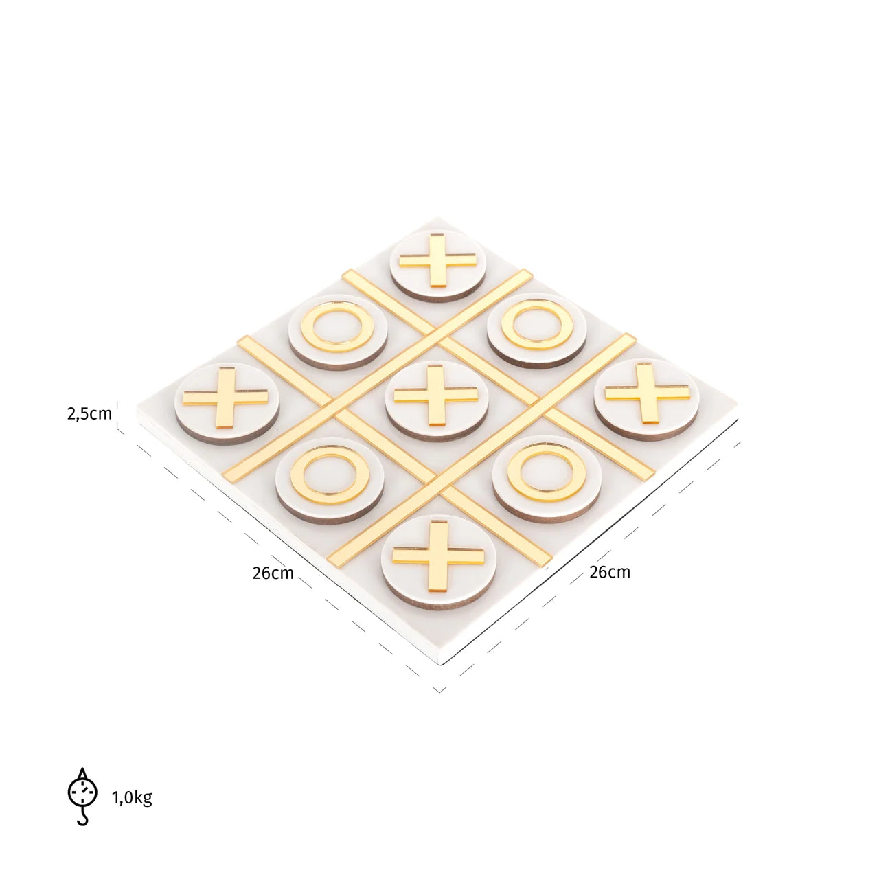 Richmond Interiors Maylie White & Gold Tic Tac Toe Board